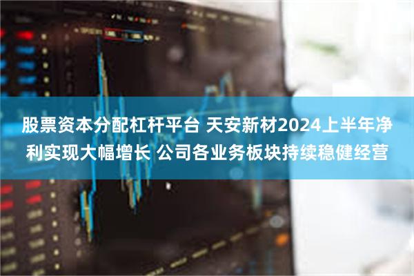 股票资本分配杠杆平台 天安新材2024上半年净利实现大幅增长 公司各业务板块持续稳健经营