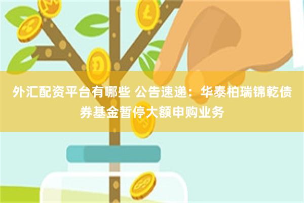 外汇配资平台有哪些 公告速递：华泰柏瑞锦乾债券基金暂停大额申购业务