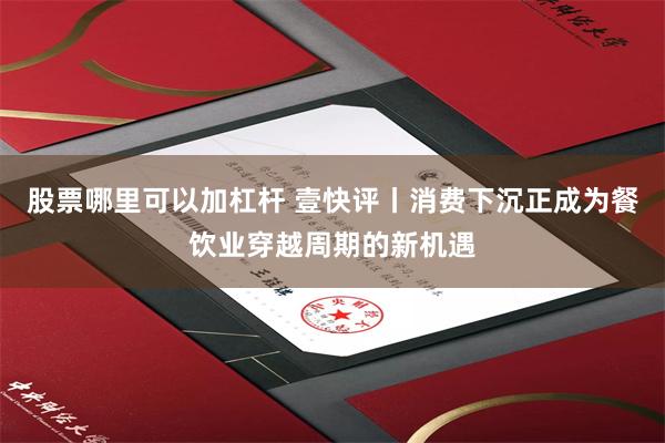 股票哪里可以加杠杆 壹快评丨消费下沉正成为餐饮业穿越周期的新机遇