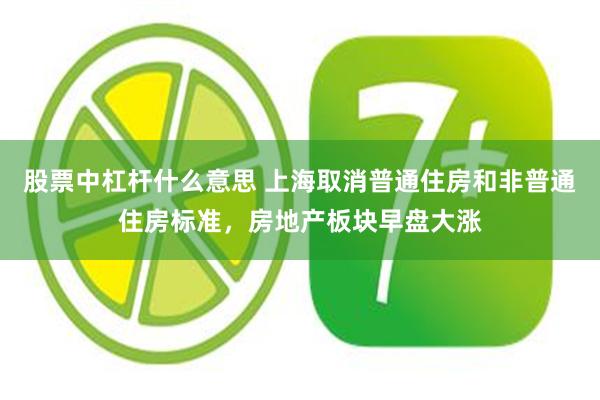 股票中杠杆什么意思 上海取消普通住房和非普通住房标准，房地产板块早盘大涨