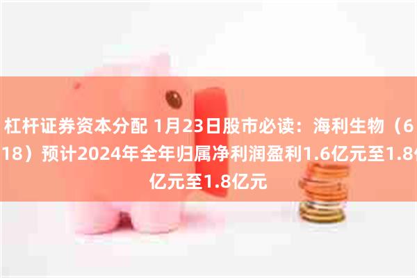 杠杆证券资本分配 1月23日股市必读：海利生物（603718）预计2024年全年归属净利润盈利1.6亿元至1.8亿元