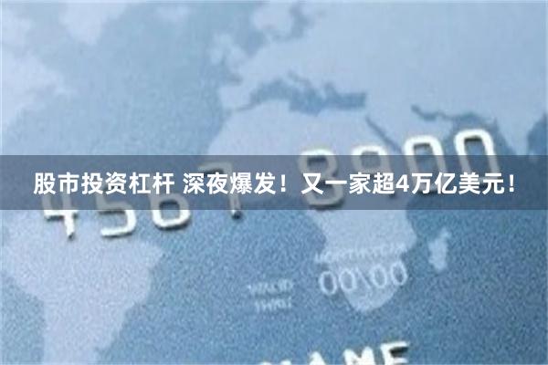 股市投资杠杆 深夜爆发！又一家超4万亿美元！